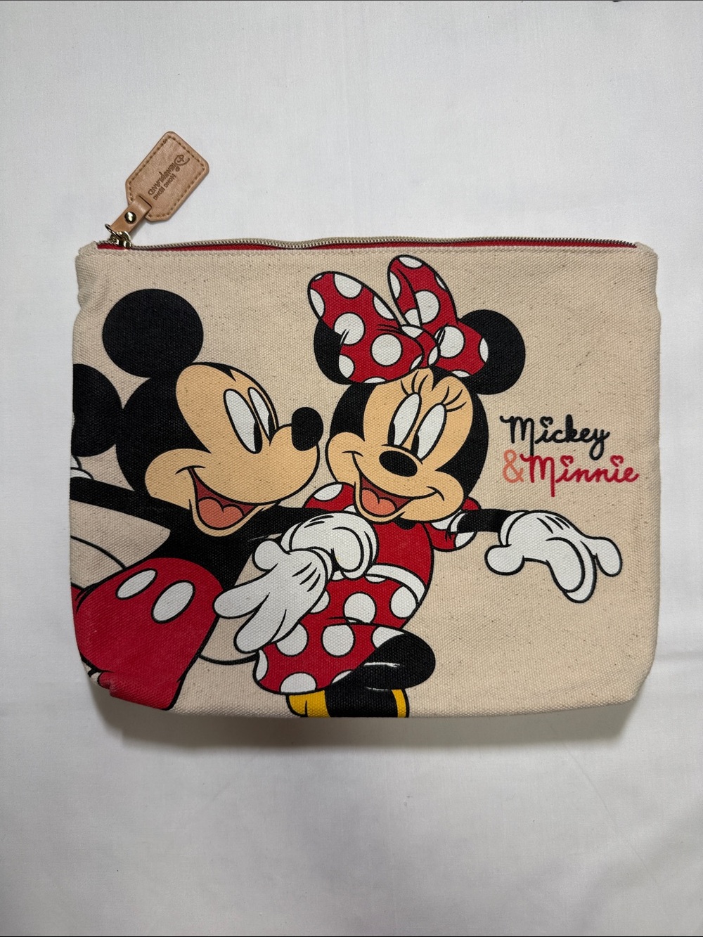 Hong Kong Disneyland Mickey and Minnie Canvas Zippered Bag